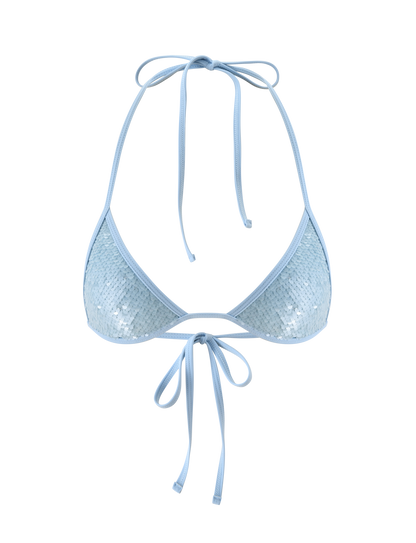 SOLAS SEQUIN BIKINI TOP - SKY BLUE