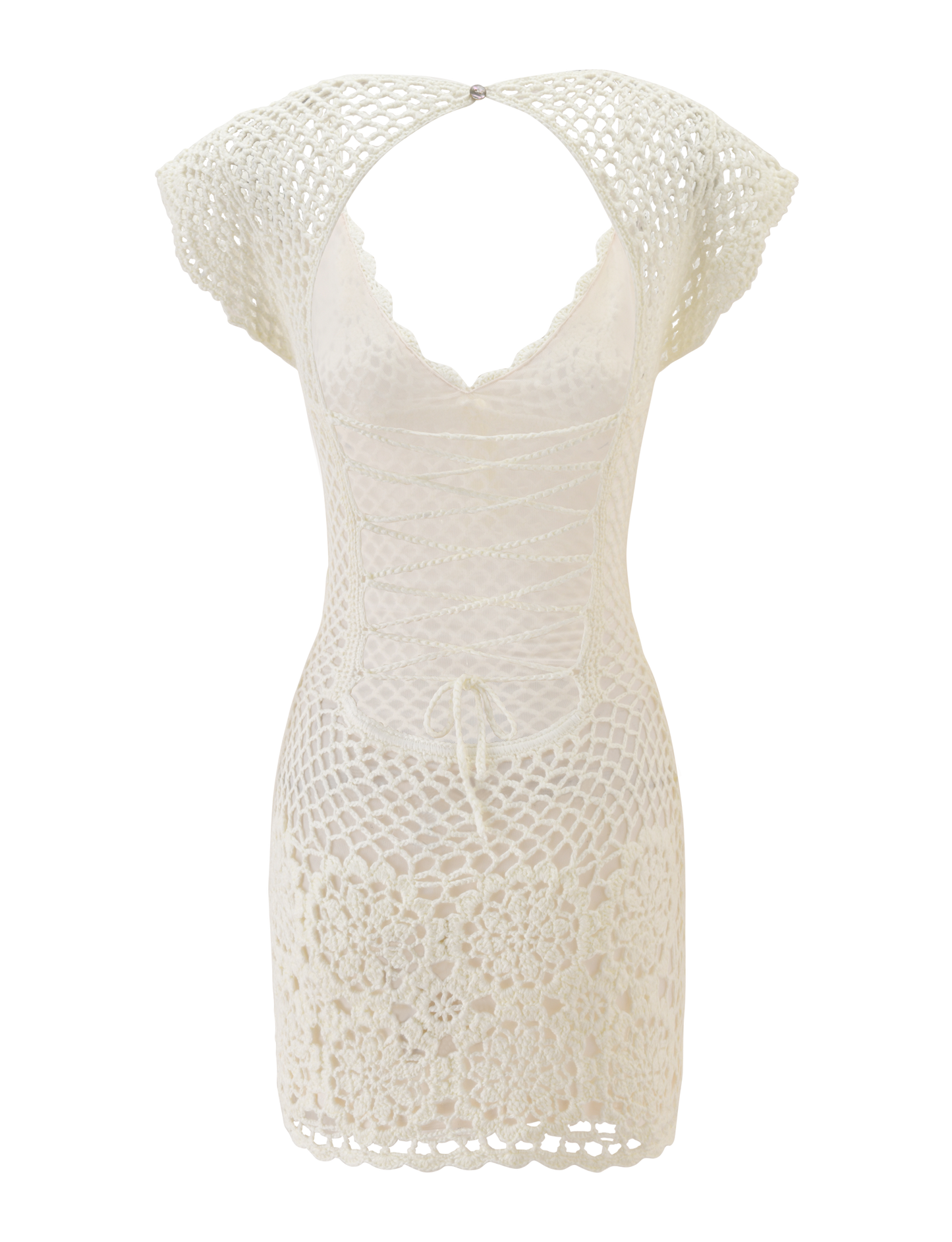 SASHA CROCHET MINI DRESS - WHITE