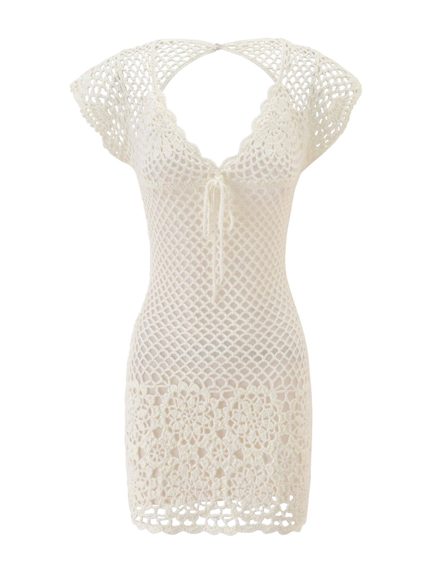 SASHA CROCHET MINI DRESS - WHITE