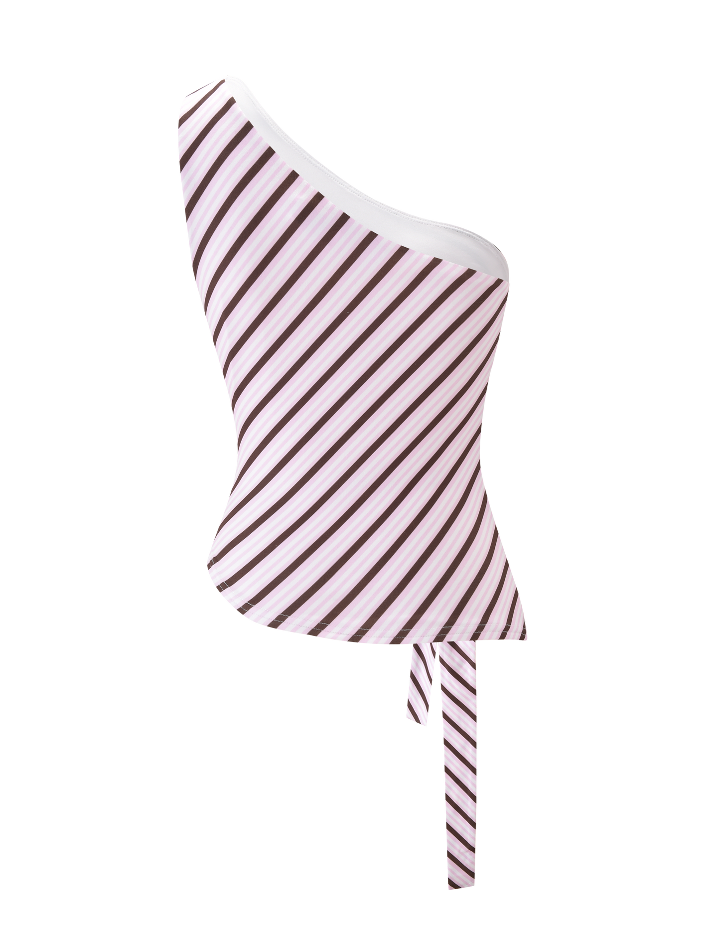 LYLE ONE SHOULDER TOP - PINK STRIPE