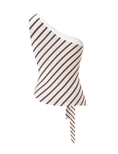 LYLE ONE SHOULDER TOP - YELLOW STRIPE