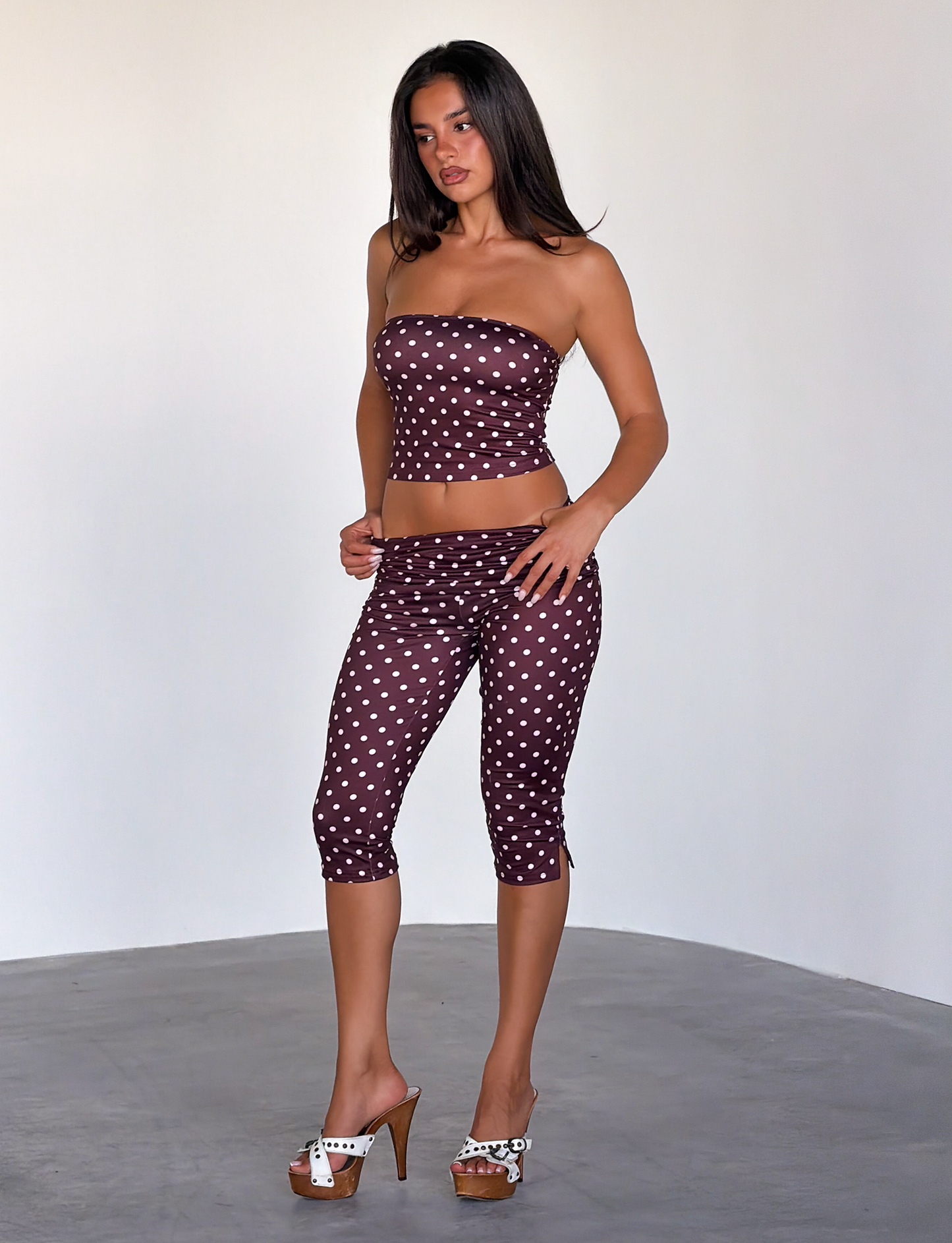 VALI POLKA DOT CAPRI - CHOCOLATE PINK DOT