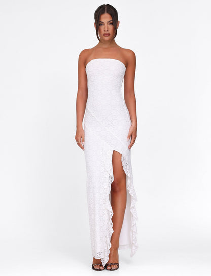 THEO LACE MAXI DRESS - WHITE
