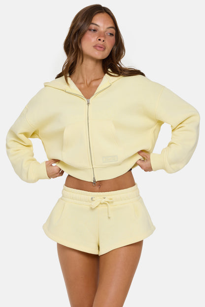 Mid-Rise Mini Shorts in Buttercream