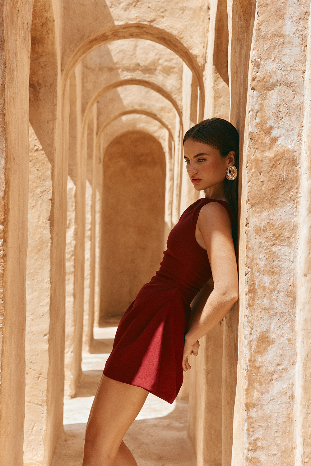 SAMPLE-Camellia Dress - Burgundy