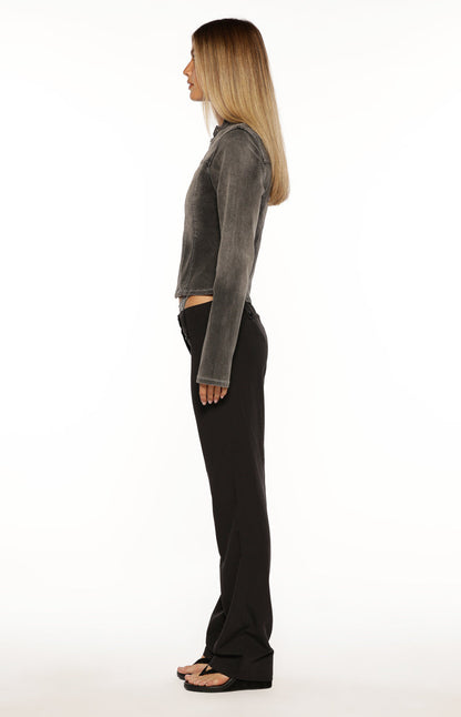 Corey Black Washed Denim Biker Jacket