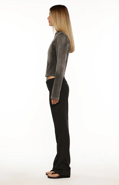 Corey Black Washed Denim Biker Jacket