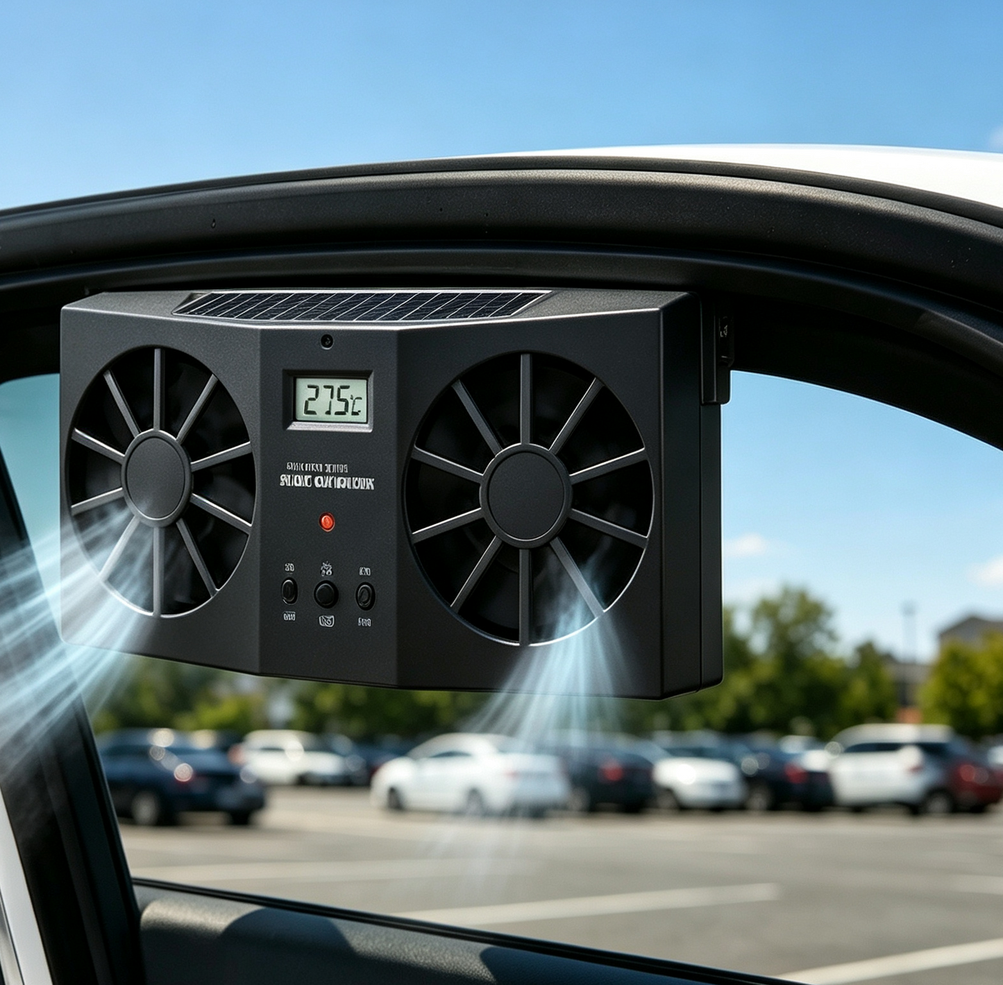 Solar-Powered Car Window Exhaust Fan, Tool-Free Installation