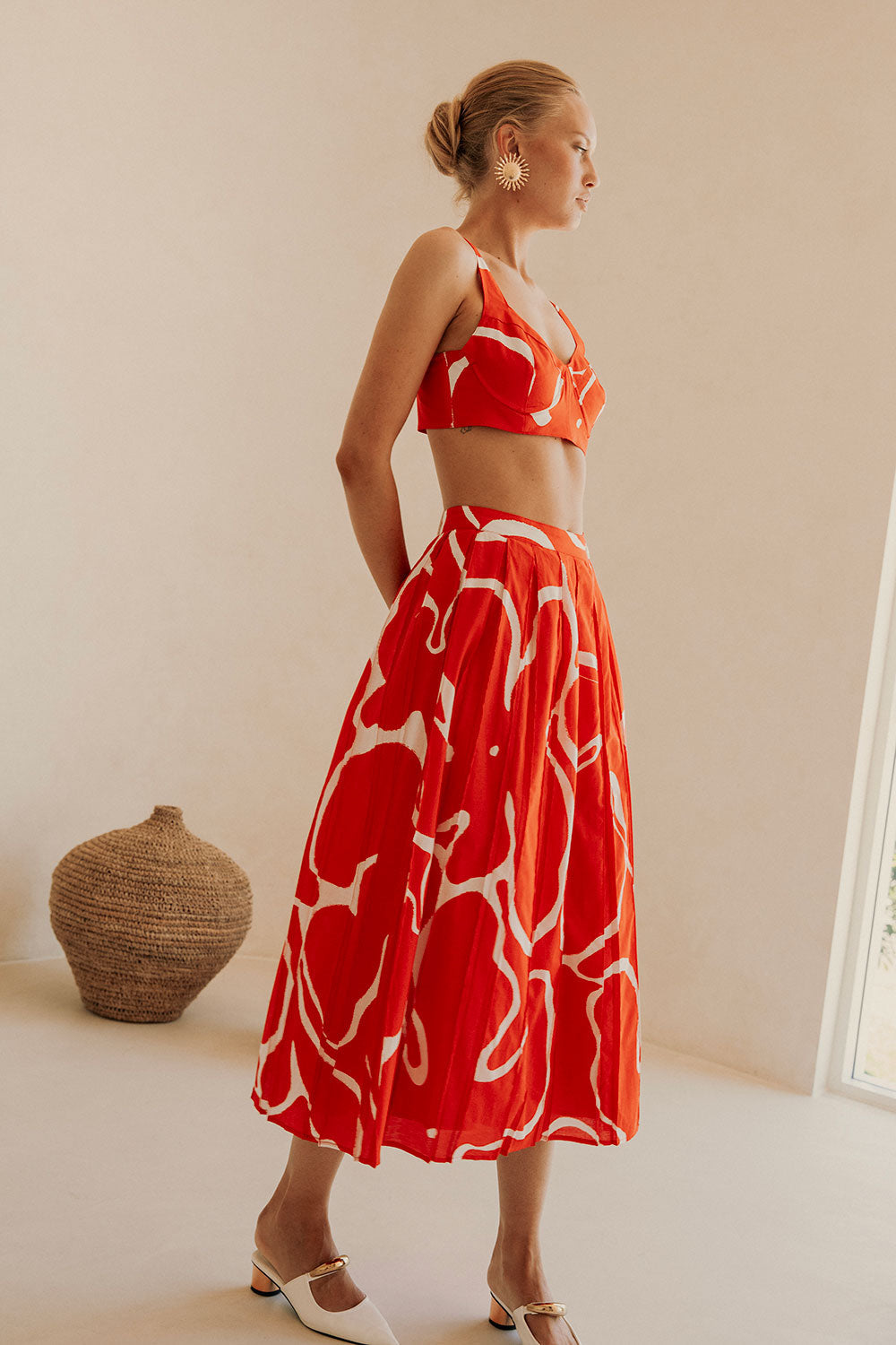SAMPLE-Dien Wrap Skirt - Evoke Red