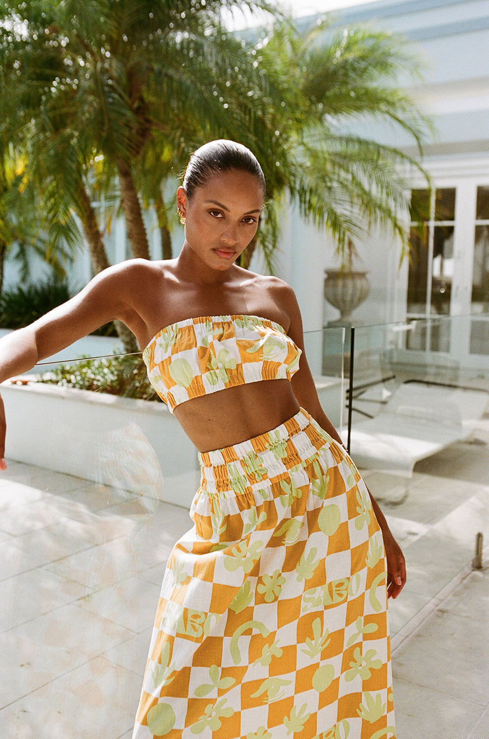 SAMPLE-Cooper Midi Skirt - Sabo Checkerboard