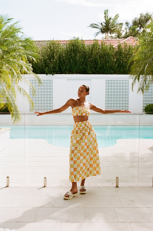 SAMPLE-Cooper Midi Skirt - Sabo Checkerboard