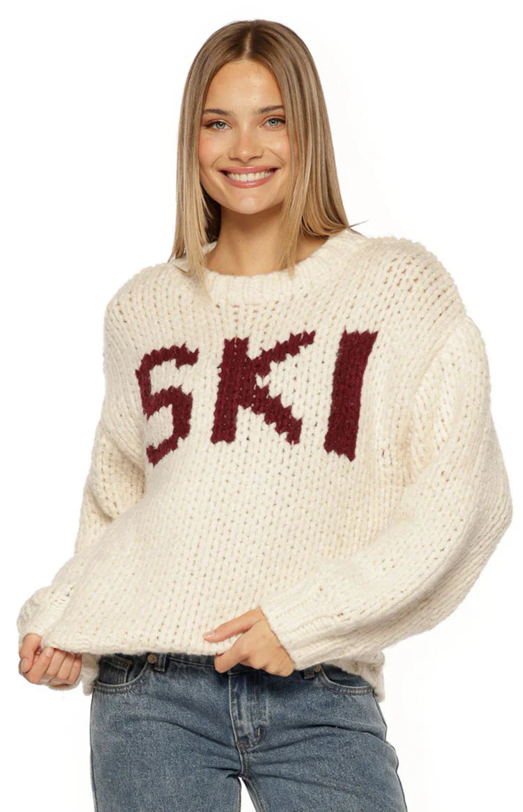 Jasmine Ski Cream Jacquard Chunky Knit Sweater