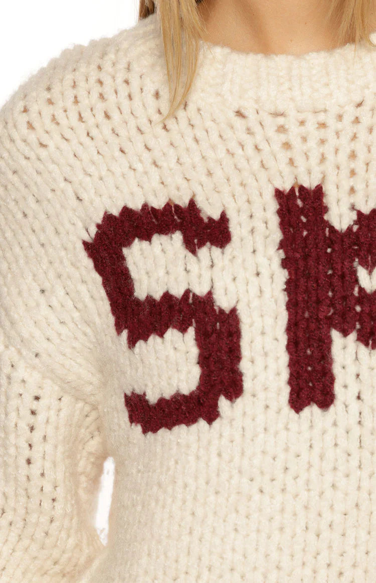 Jasmine Ski Cream Jacquard Chunky Knit Sweater