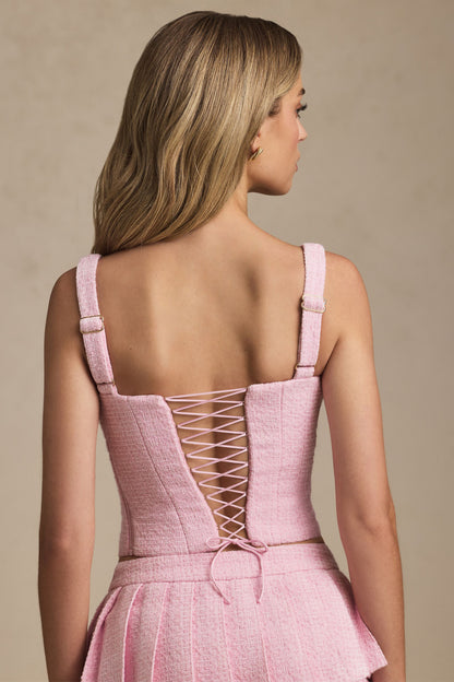 Lace-Up Corset Top in Soft Pink