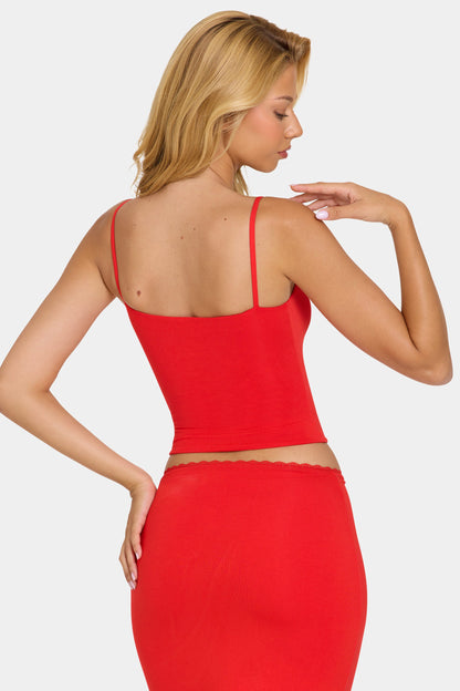 Modal Lace-Trim Top in Cherry