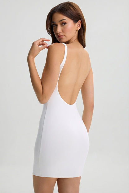 Modal Low-Back Bodycon Mini Dress in White