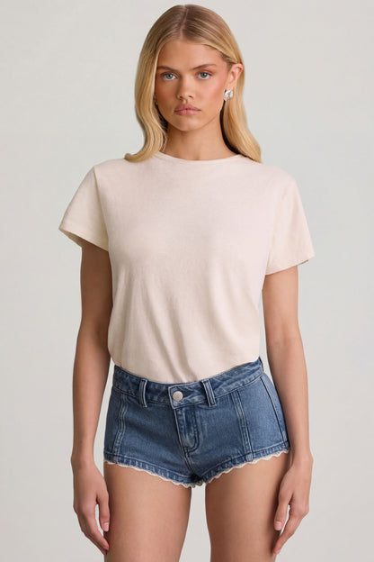 Low-Rise Hot Pants in Mid-Blue