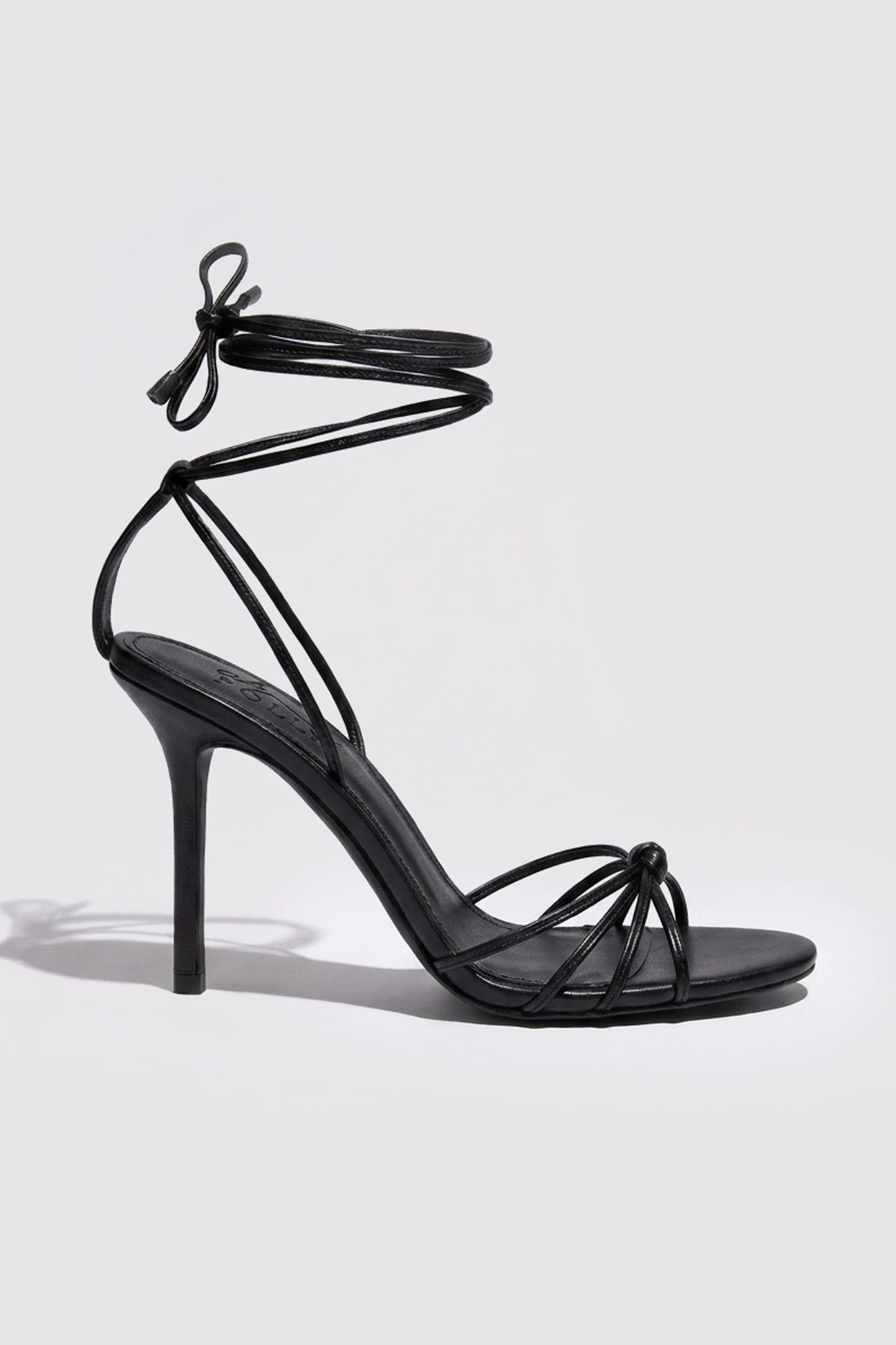 Lace-Up Heeled Sandal in Black