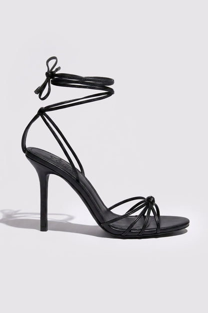 Lace-Up Heeled Sandal in Black