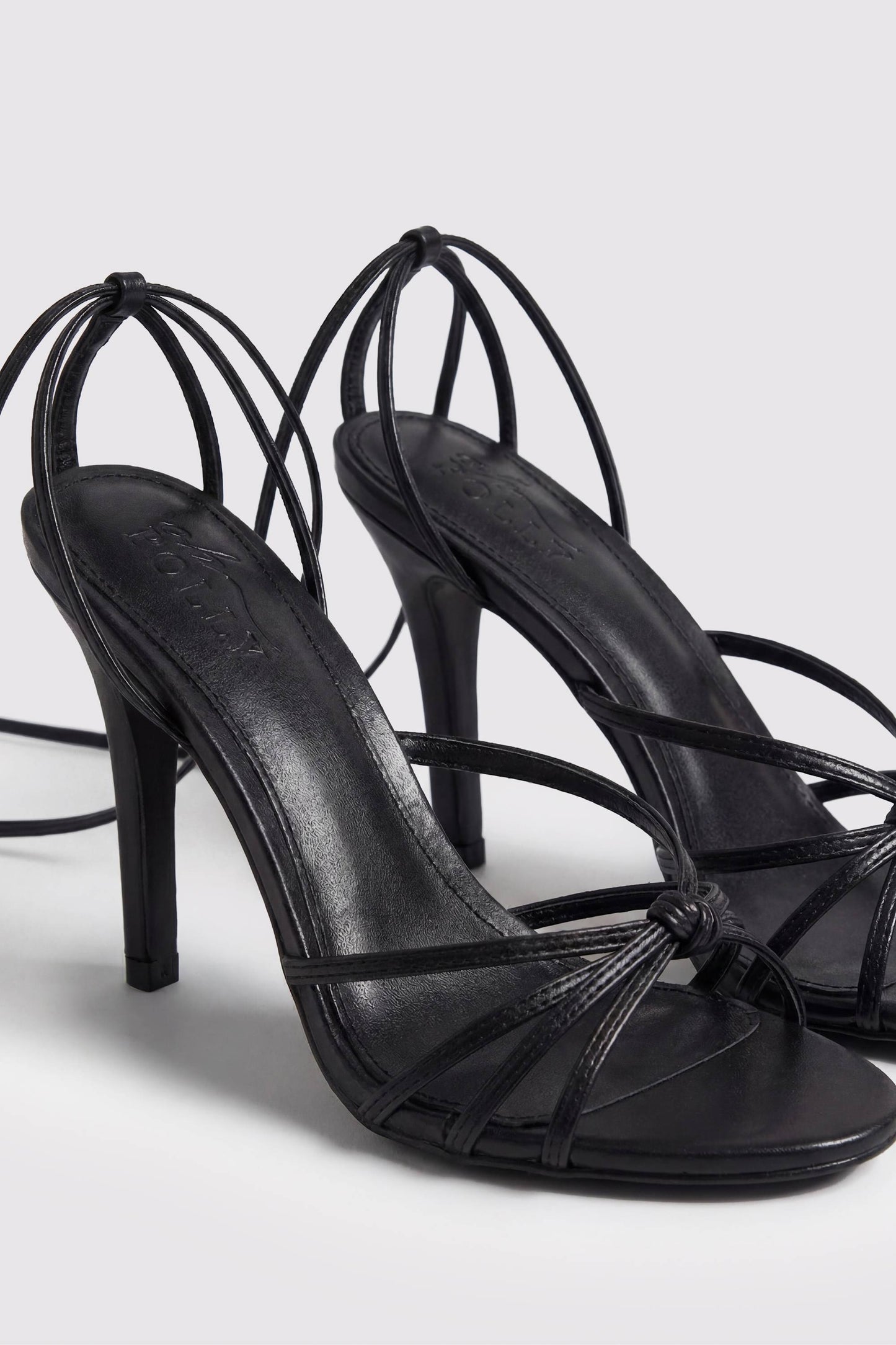 Lace-Up Heeled Sandal in Black