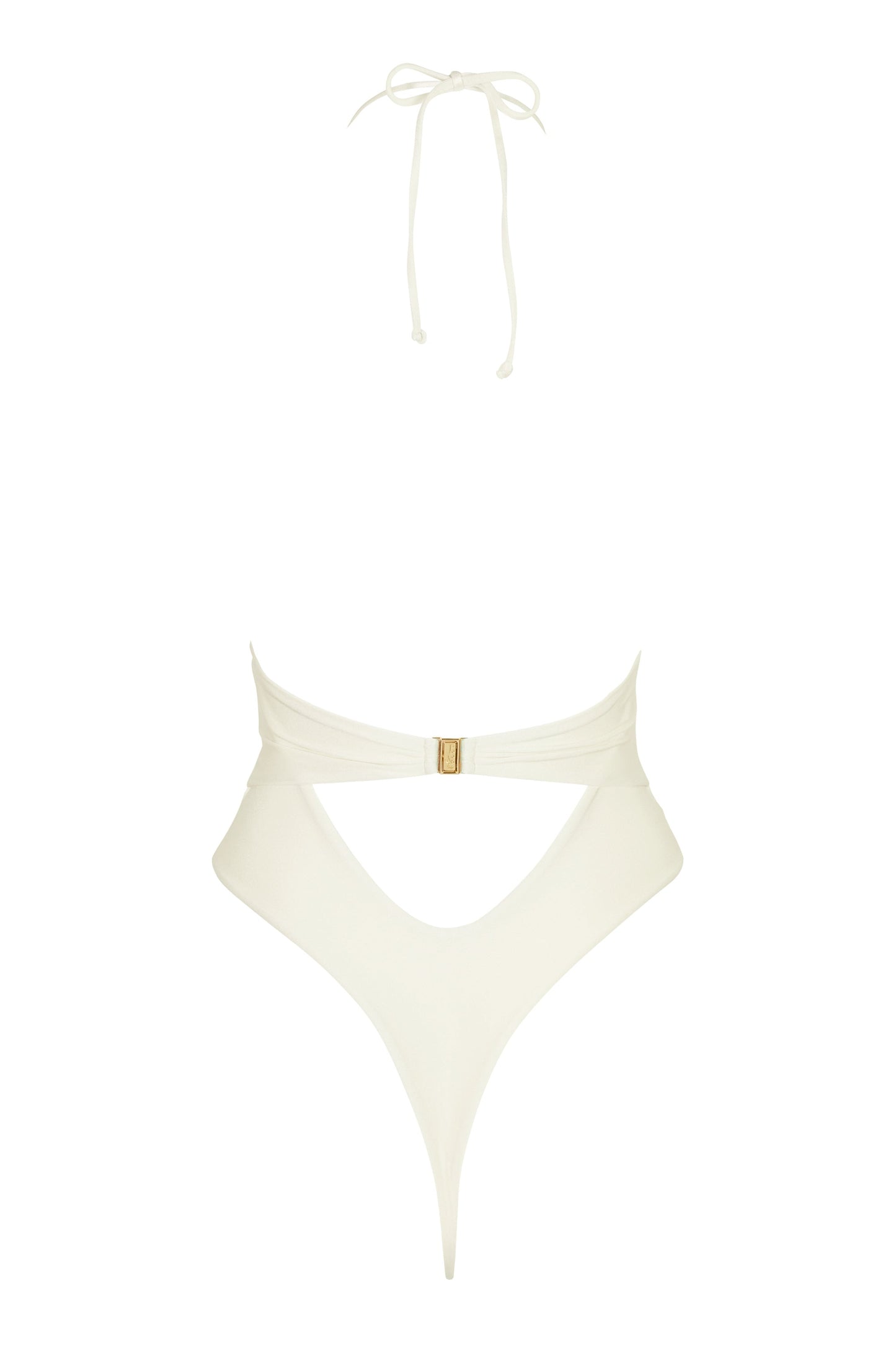 Halterneck Thong Swimsuit in Pearl