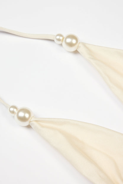 Halterneck Thong Swimsuit in Pearl